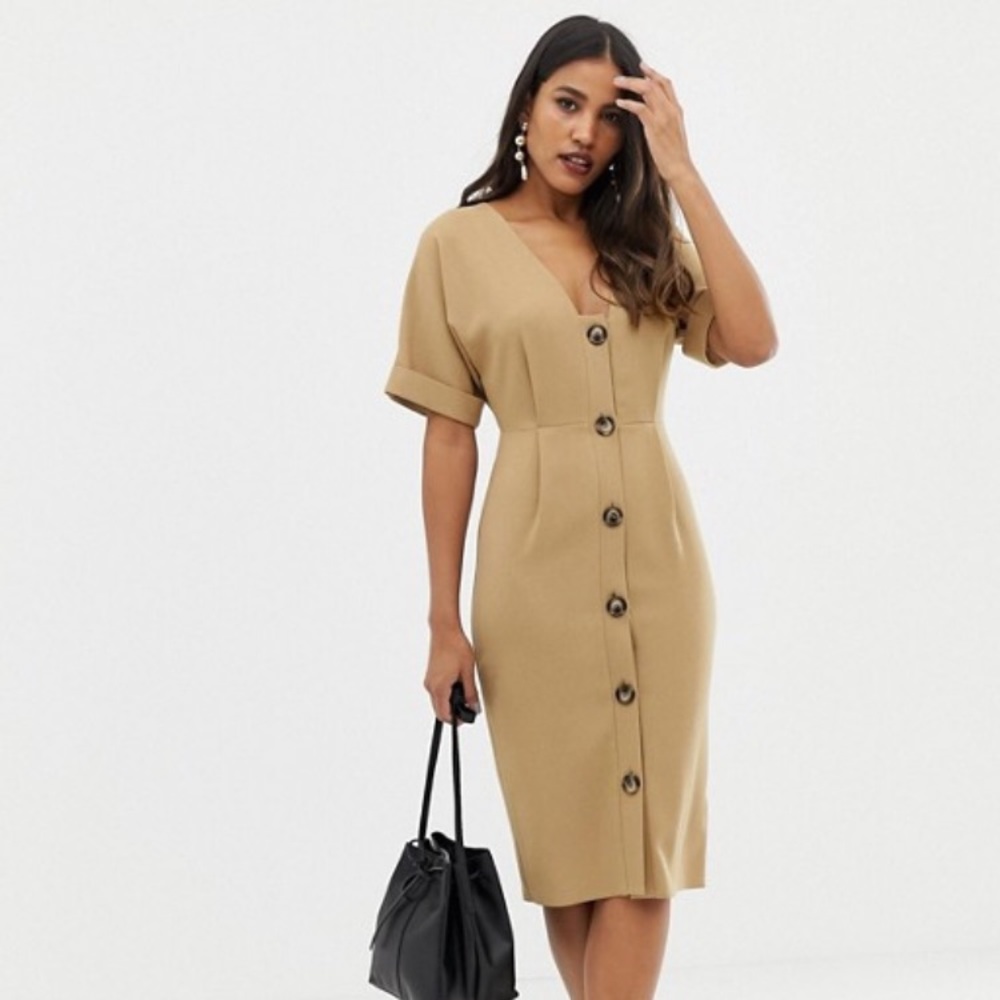 ASOS DESIGN button through midi dress